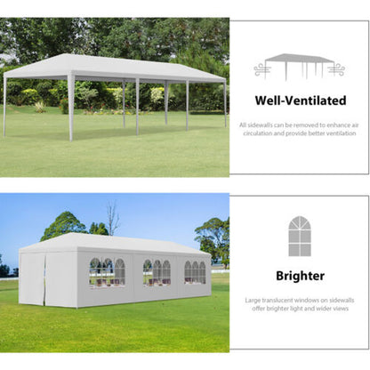 Trending 10'x30' White Party Tent | Outdoor Wedding Gazebo Pavilion w/ 8 Removable Side Walls, Waterproof Cover, Steel Frame & Easy Setup