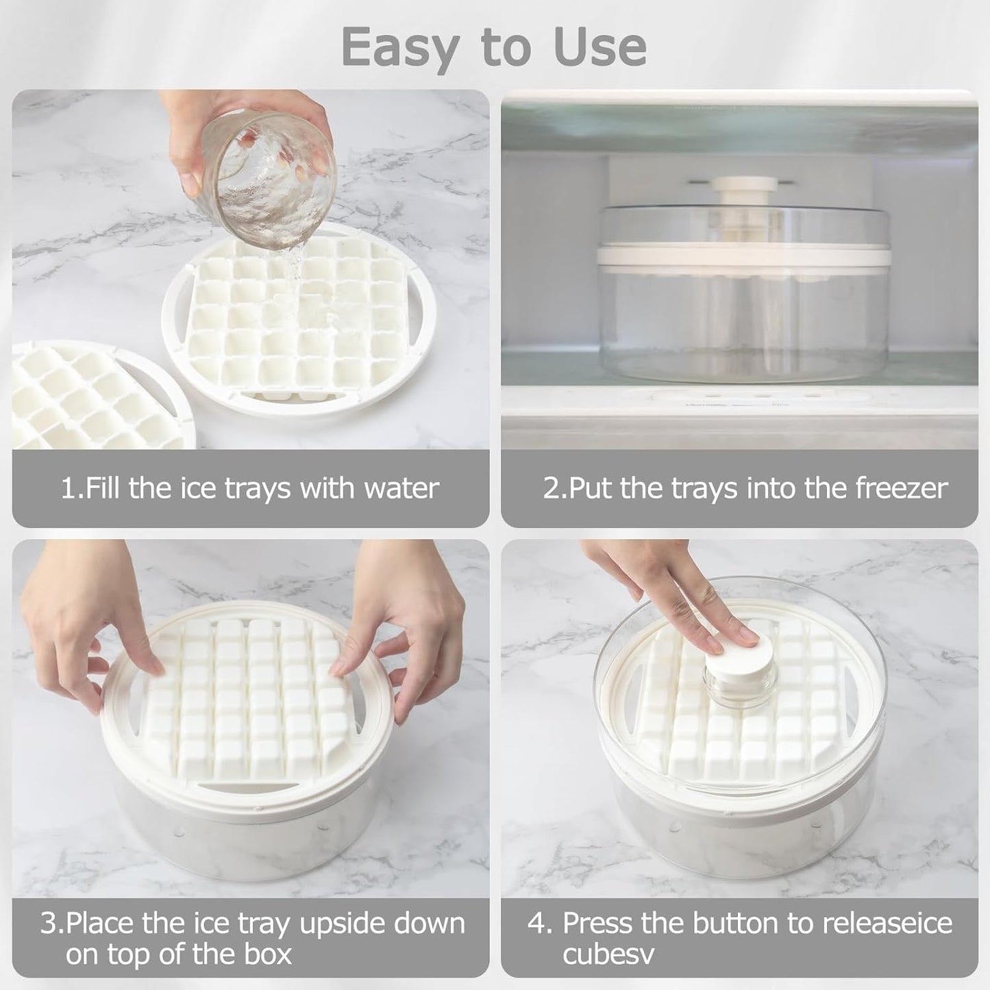 Mini Ice Cube Trays with Lid and Bin,64 Pcs for Freezer,Ice Cube Mold, Ice Molds