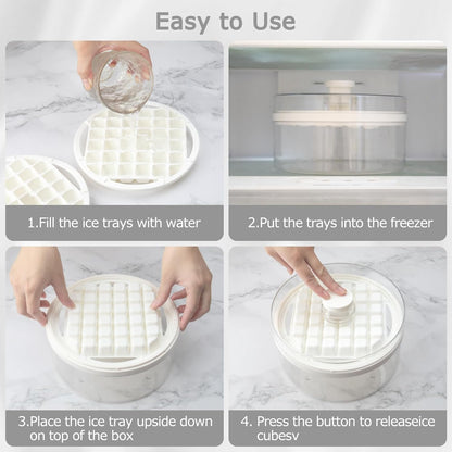 Mini Ice Cube Trays with Lid and Bin,64 Pcs for Freezer,Ice Cube Mold, Ice Molds