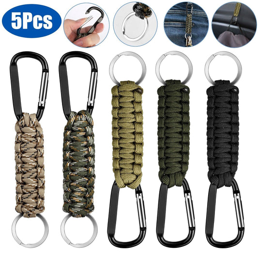 Paracord Lanyard Keychain, 5PCS Keyring Set with Carabiner – Durable Cord for Outdoor, Camping, Survival, EDC Gear & Everyday Carry!
