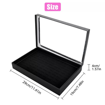 100 Slots Jewelry Ring Display Organizer Tray Holder Earrings Storage Boxes Case