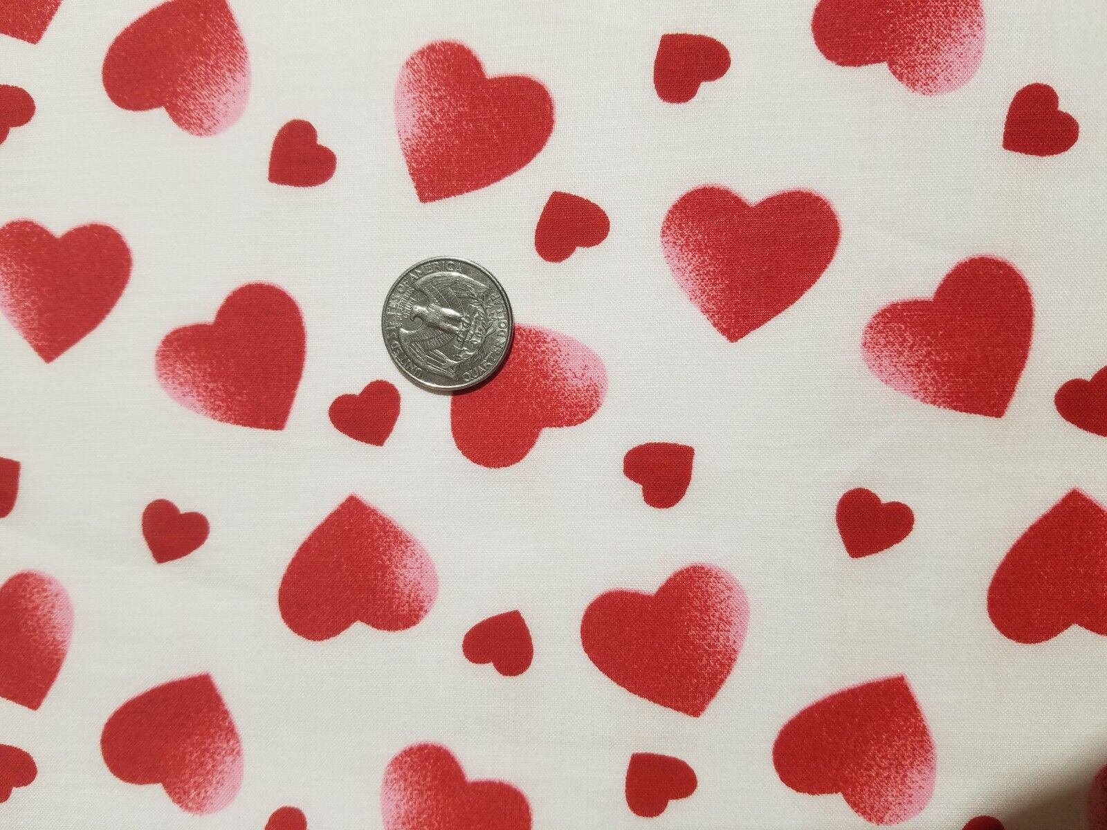 VTG Valentine Heart Fabric FQ Bundle of 6 – Perfect for Valentine's Day Crafts, Quilts, and Sewing Projects, Red & White Heart Patterns & Dots