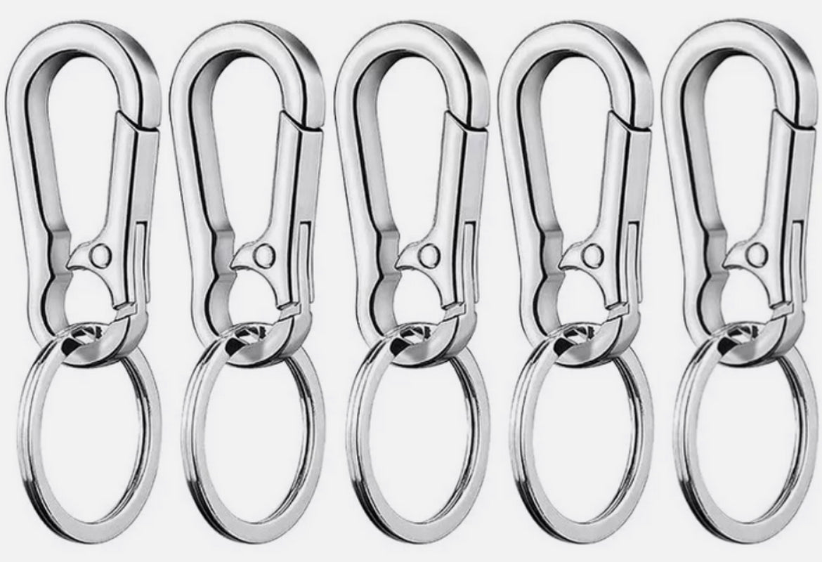 Carabiner Keychain Clip Key Ring Chain Holder - Rust-Free Zinc Alloy, Detachable Ring, Pack of 5/10 - Durable & Stylish Key Holder for Outdoor Use