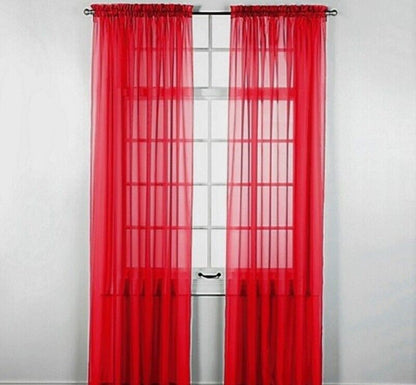 2 Piece Sheer Voile Window Elegance Curtains Drape Treatment 63, 84 Length