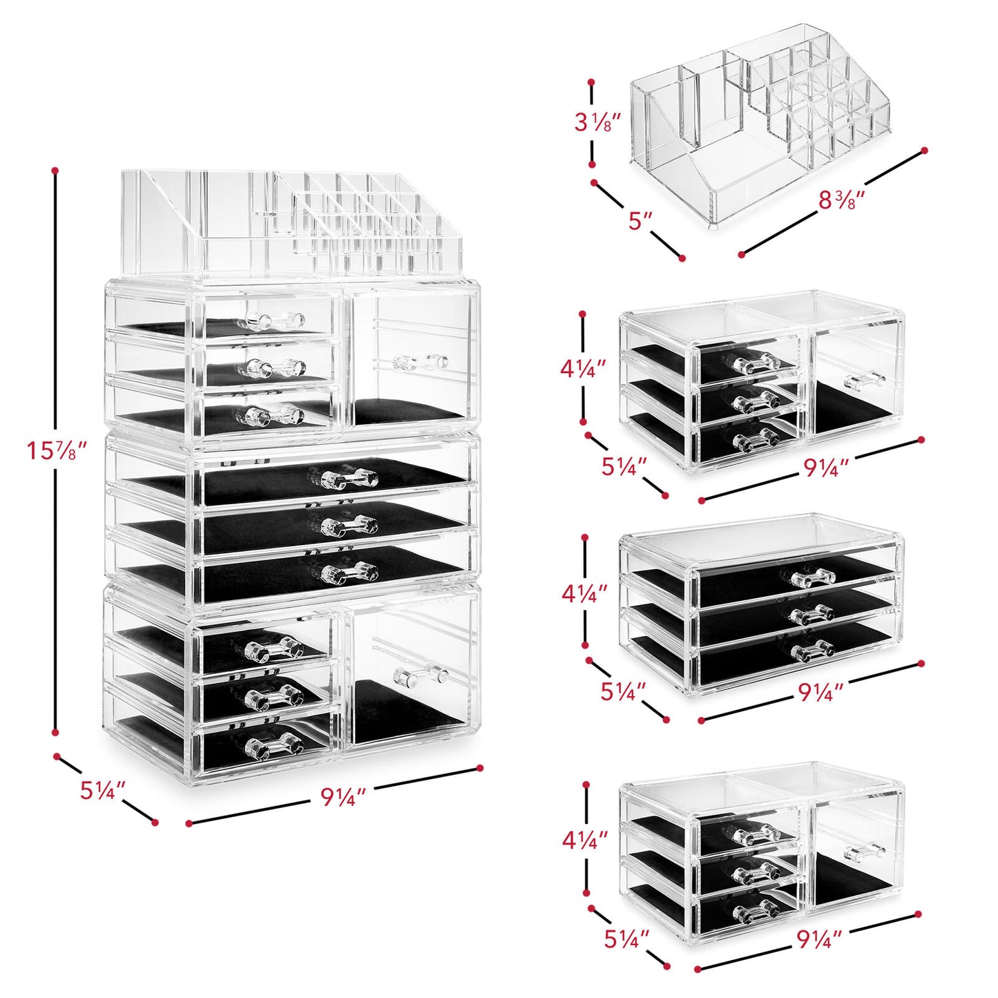 Large Acrylic Cosmetic Makeup Organizer Jewelry Drawer Storage Box Display Case