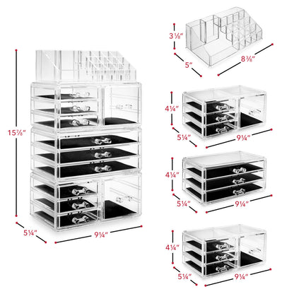 Large Acrylic Cosmetic Makeup Organizer Jewelry Drawer Storage Box Display Case