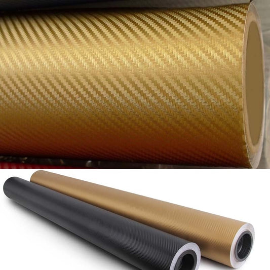 12" X 60" GOLD Carbon Fiber Vinyl Film Wrap 3D Bubble Free Air Release 1Ftx5Ft