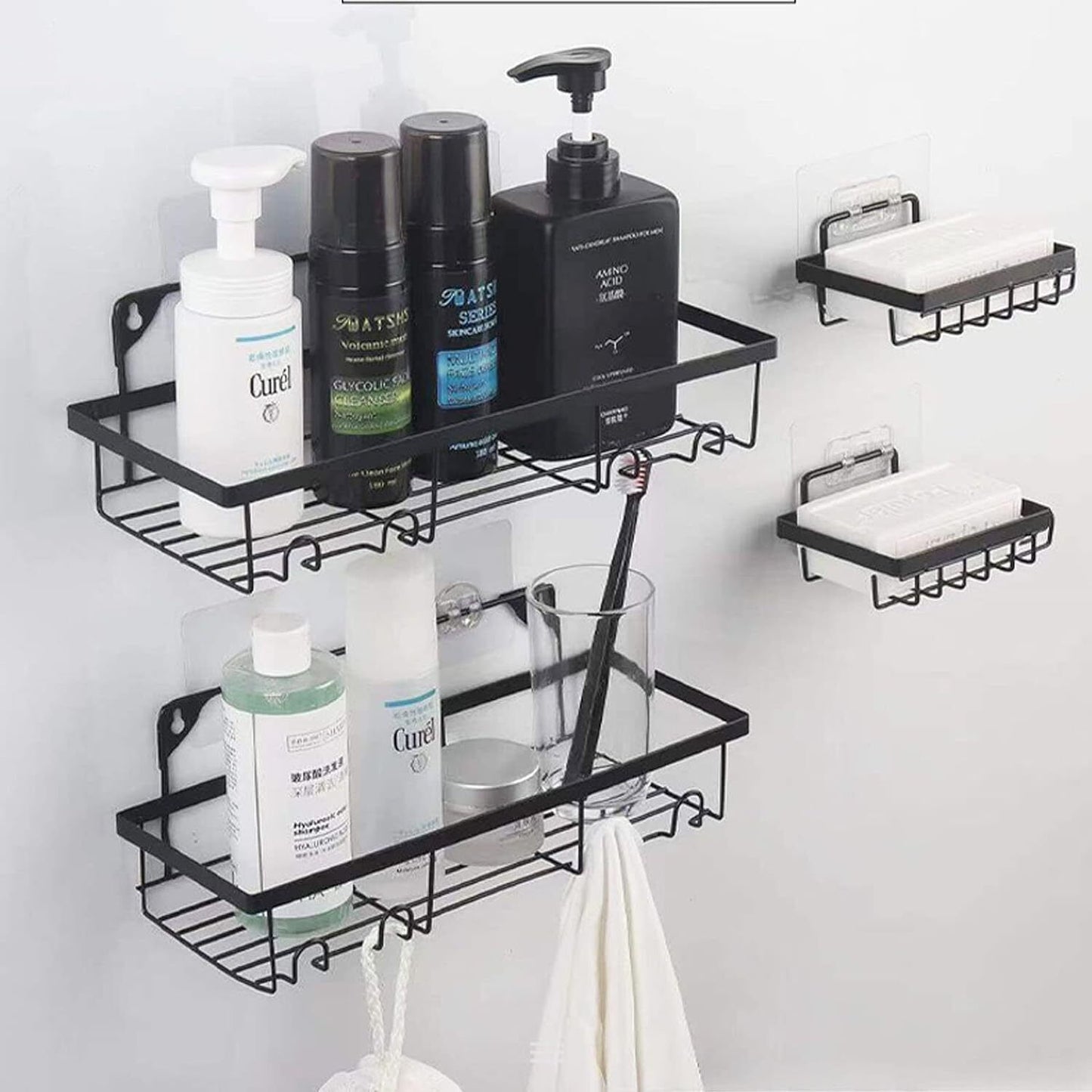 Shower Caddy Adhesive Shower Organizer for Bathroom Storage & Kitchen 5 Pack/Set