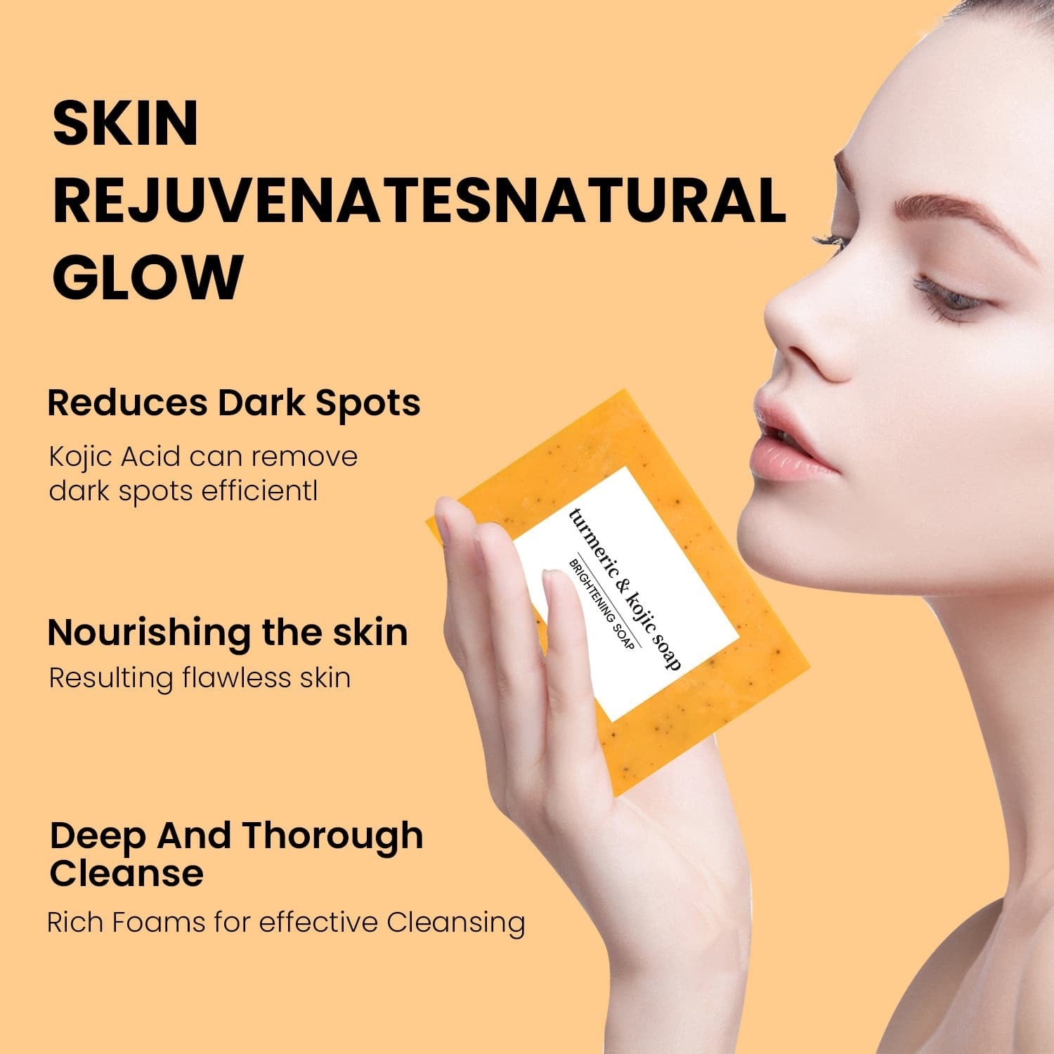 2-Pack Turmeric Glow Soap Bar - Lemon & Kojic Acid, Removing Dark Spots