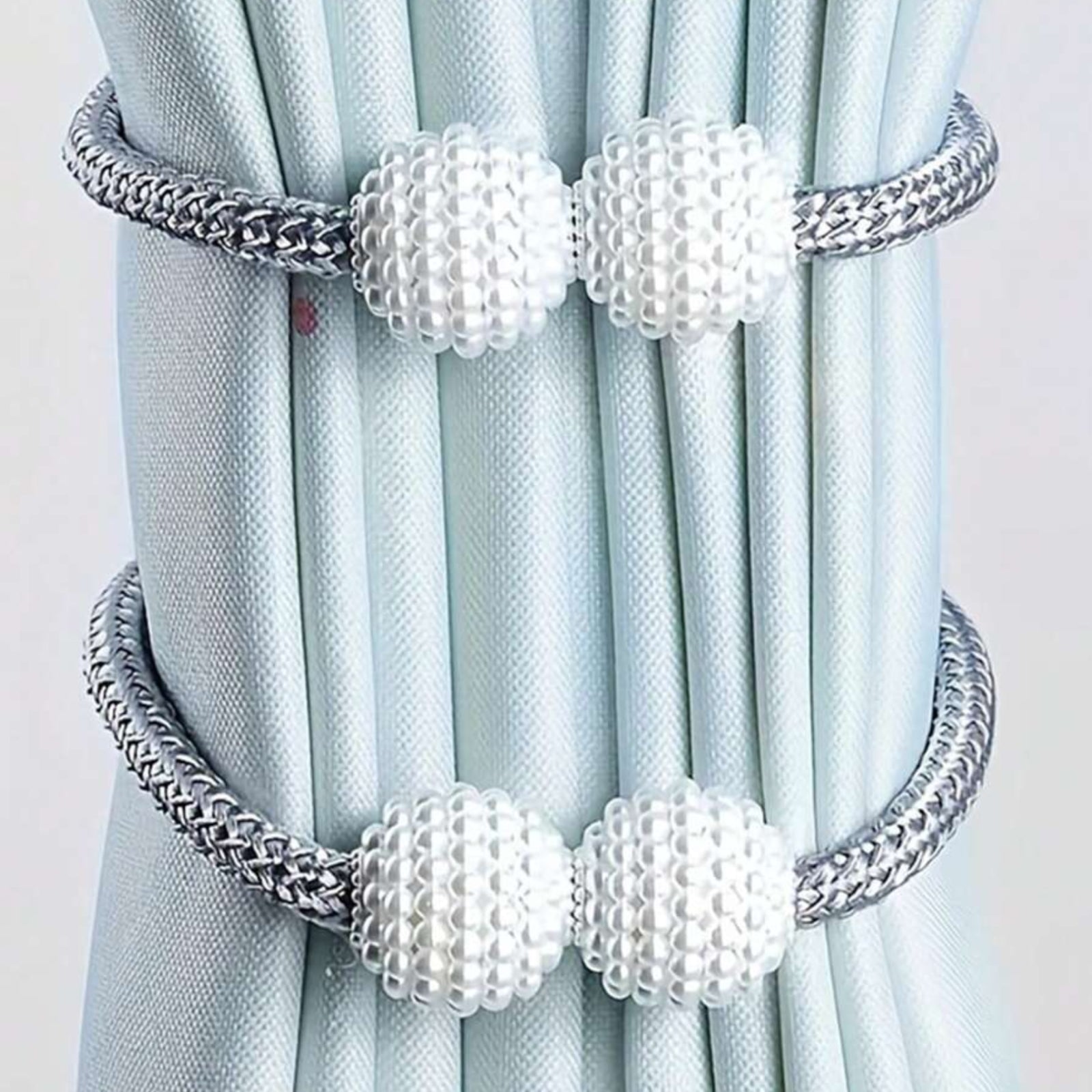 2Pcs Curtain Tiebacks Holdbacks Magnetic Buckle Woven Tie Hold Back Clips Rope
