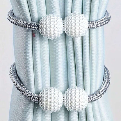 2Pcs Curtain Tiebacks Holdbacks Magnetic Buckle Woven Tie Hold Back Clips Rope