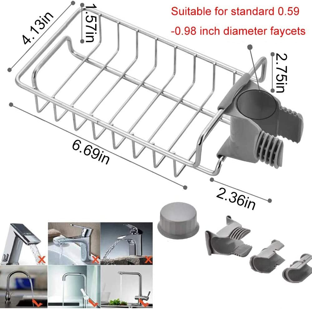 Kitchen Sink Caddy Organizer over Faucet Sponge Holder Hanging Faucet Drain Rack