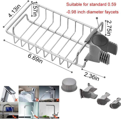 Kitchen Sink Caddy Organizer over Faucet Sponge Holder Hanging Faucet Drain Rack