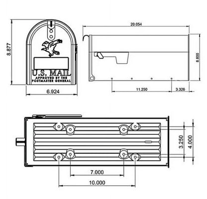 Gibraltar Mailboxes Classic Medium Post Mount Mailbox T1S00B00 Steel Black