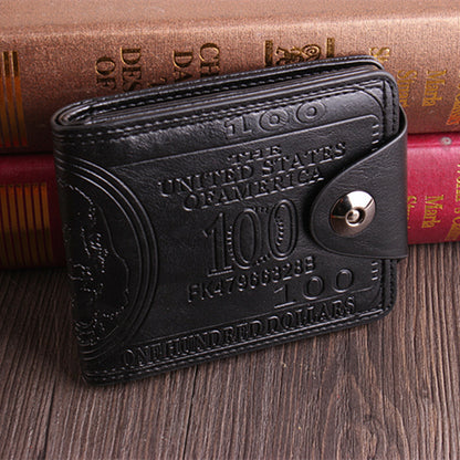 Men'S US 100 Dollar Bill Leather Wallets Bifold Photo Card Holder Handbag Clutch