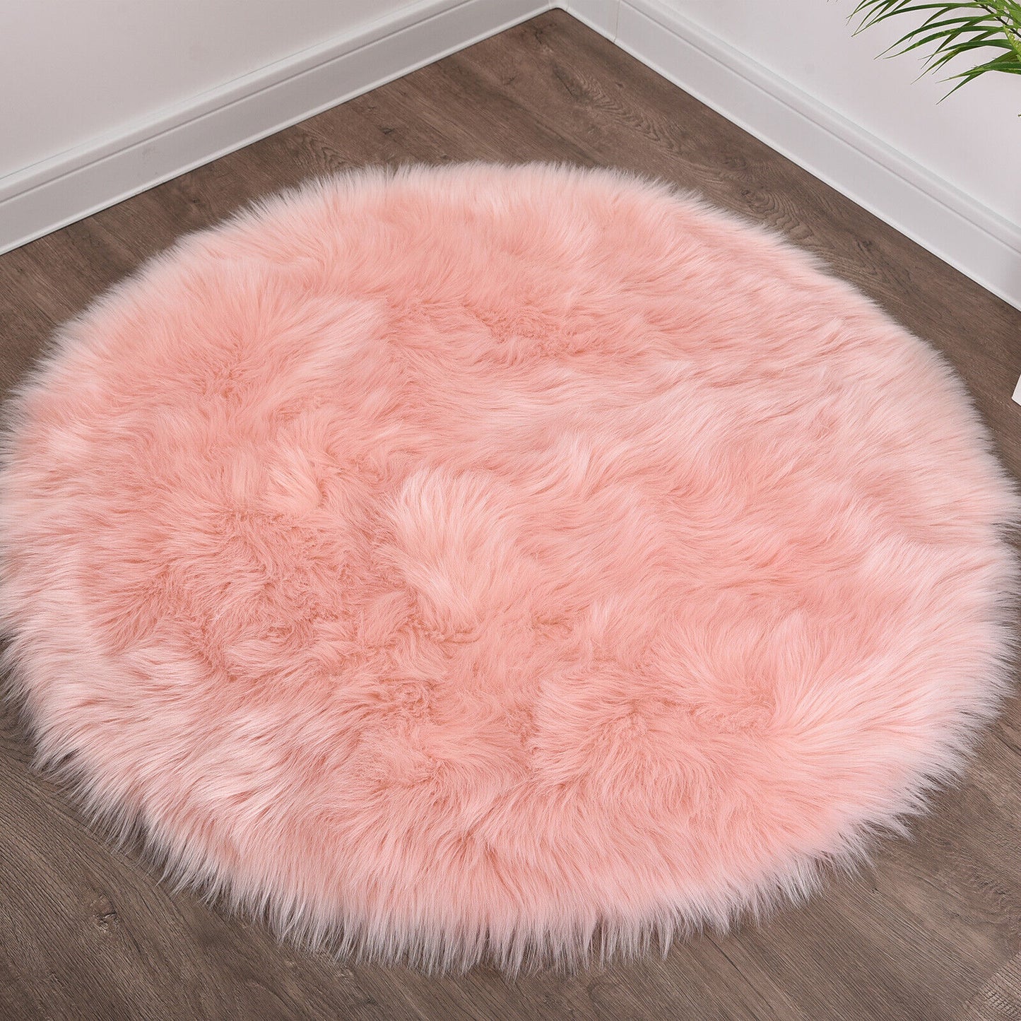 Faux Fur Sheepskin Fluffy Area Rugs round Shaggy Carpet for Bedroom Living Room