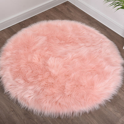 Faux Fur Sheepskin Fluffy Area Rugs round Shaggy Carpet for Bedroom Living Room