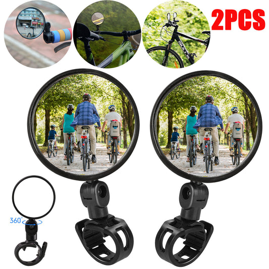 2Pcs Bike Mirror Rotaty round MTB Road Handlebar Bicycle Rear View Glass Cycling
