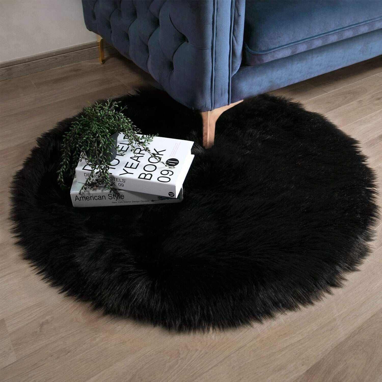 Faux Fur Sheepskin Fluffy Area Rugs round Shaggy Carpet for Bedroom Living Room