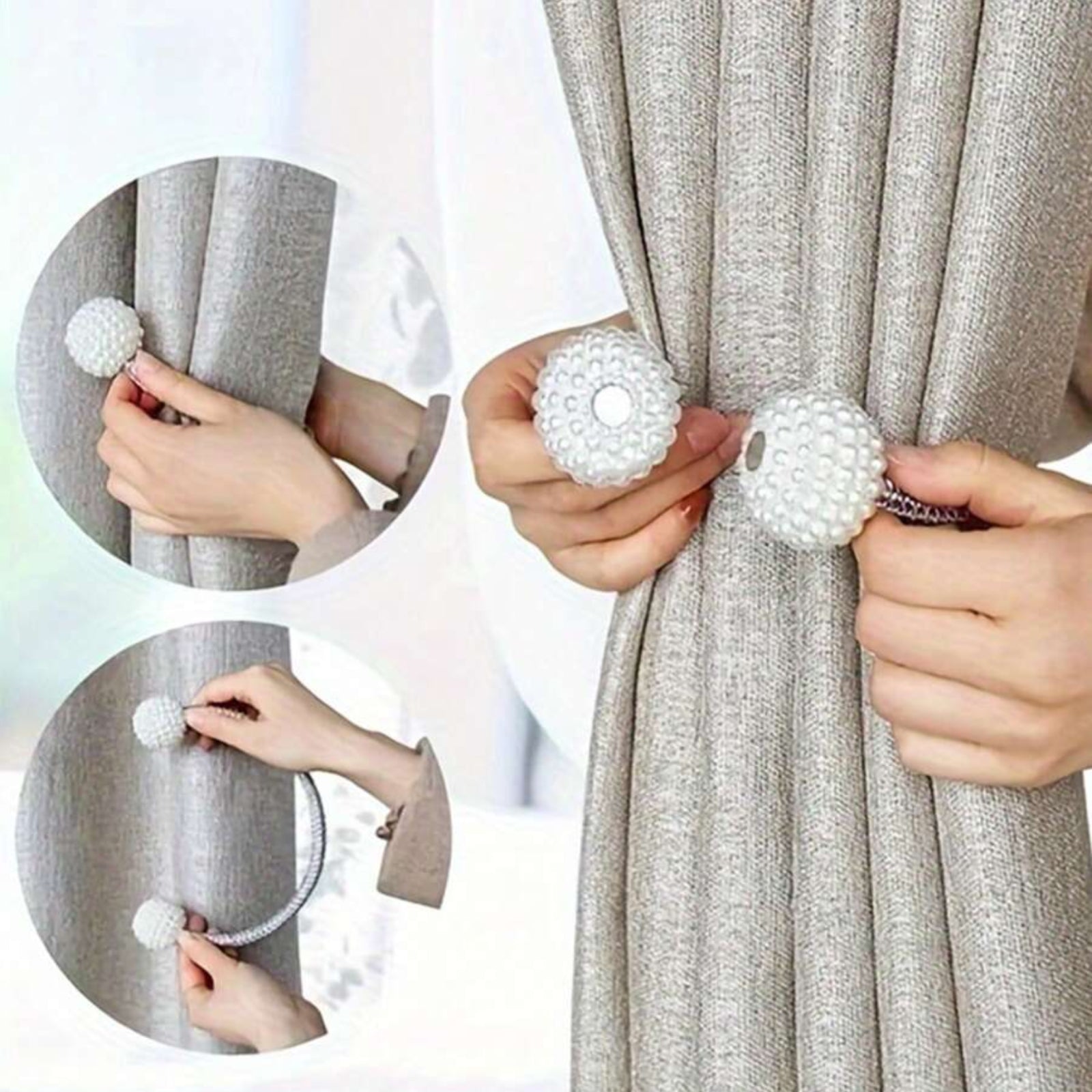 2Pcs Curtain Tiebacks Holdbacks Magnetic Buckle Woven Tie Hold Back Clips Rope