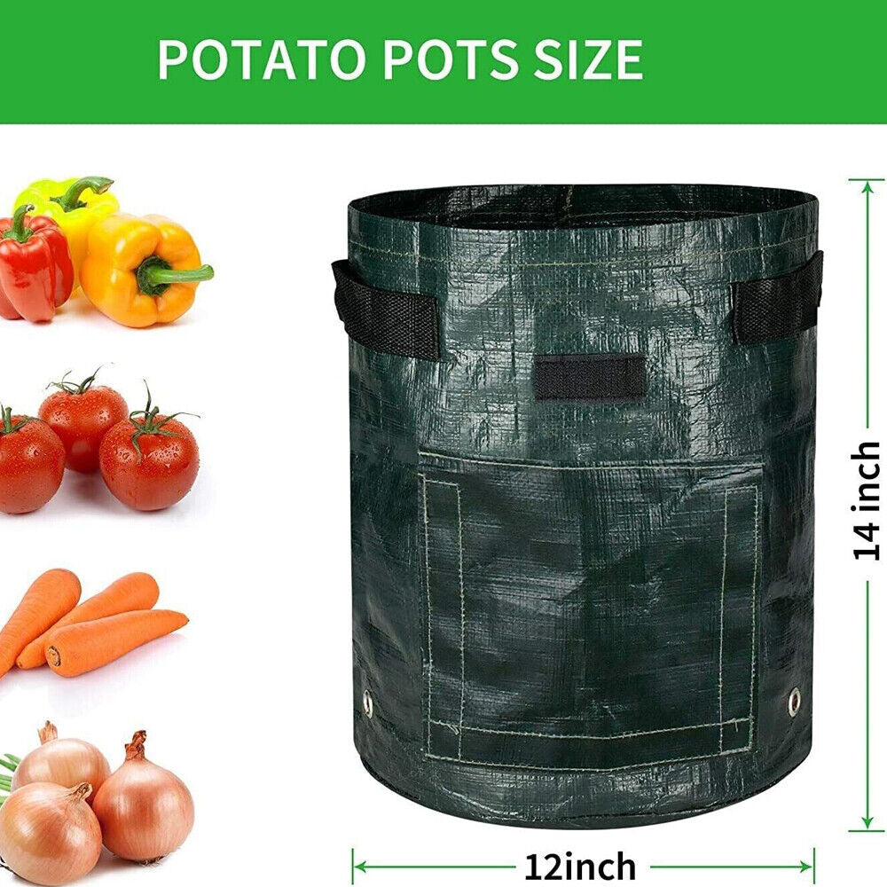 Potato Grow Bags 3-Pack - Waterproof, Reusable Plant Pots with Harvest Window & Handles for Easy Moving - Ideal for Vegetables, Fruits & Flowers