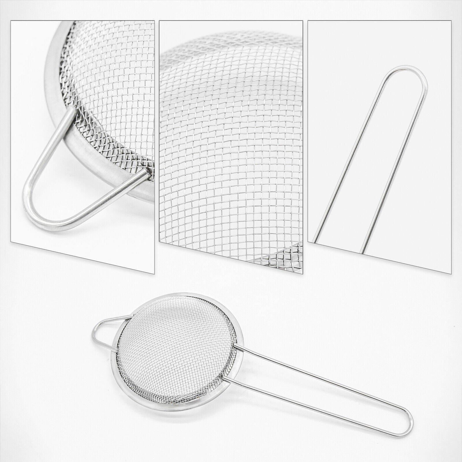 colander, Stainless Steel Fine Mesh Strainer Set – 3 Sizes,Durable & Rust-Resistant, Perfect for Sifting, Kitchen Utensils Hanging Holes Stackable Tea