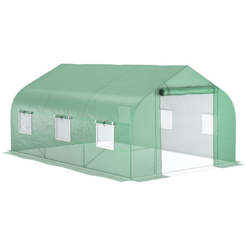 Large Walk-In Greenhouse 12x10x7 FT - Portable Outdoor Hot House, Heavy-Duty Steel Frame, UV-Resistant Cover, Roll-Up Doors & Windows for Ventilation