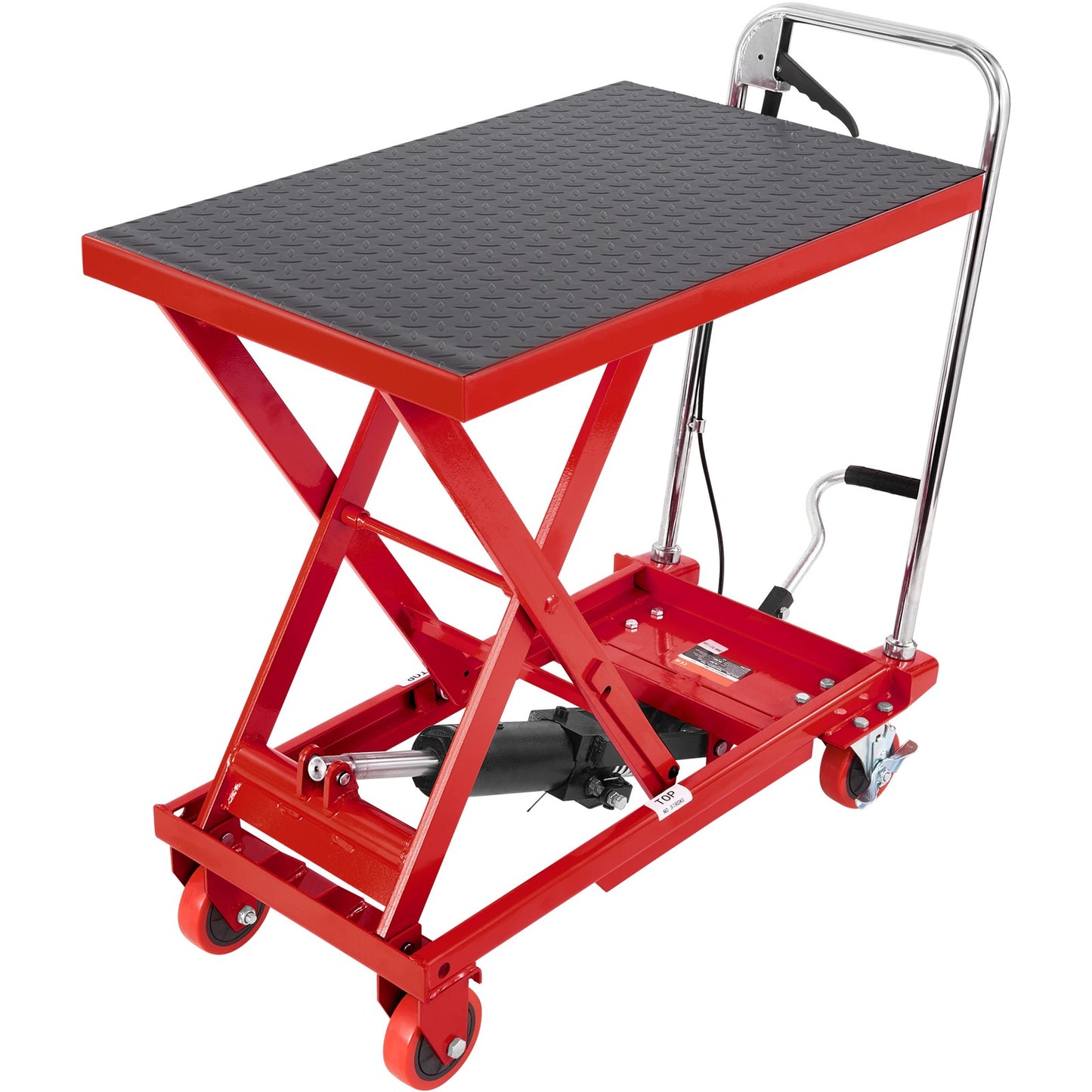 Hydraulic Lift Table Cart 500 Lbs Manual Scissor Lift Table 28.5" Red