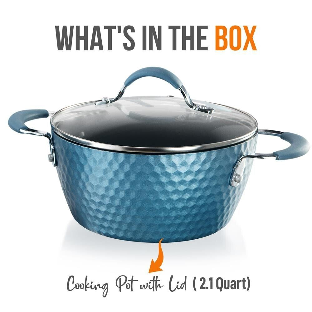 Nutriche Cooking Pot W/ Lid - Stylish Cookware with Elegant Diamond Pattern