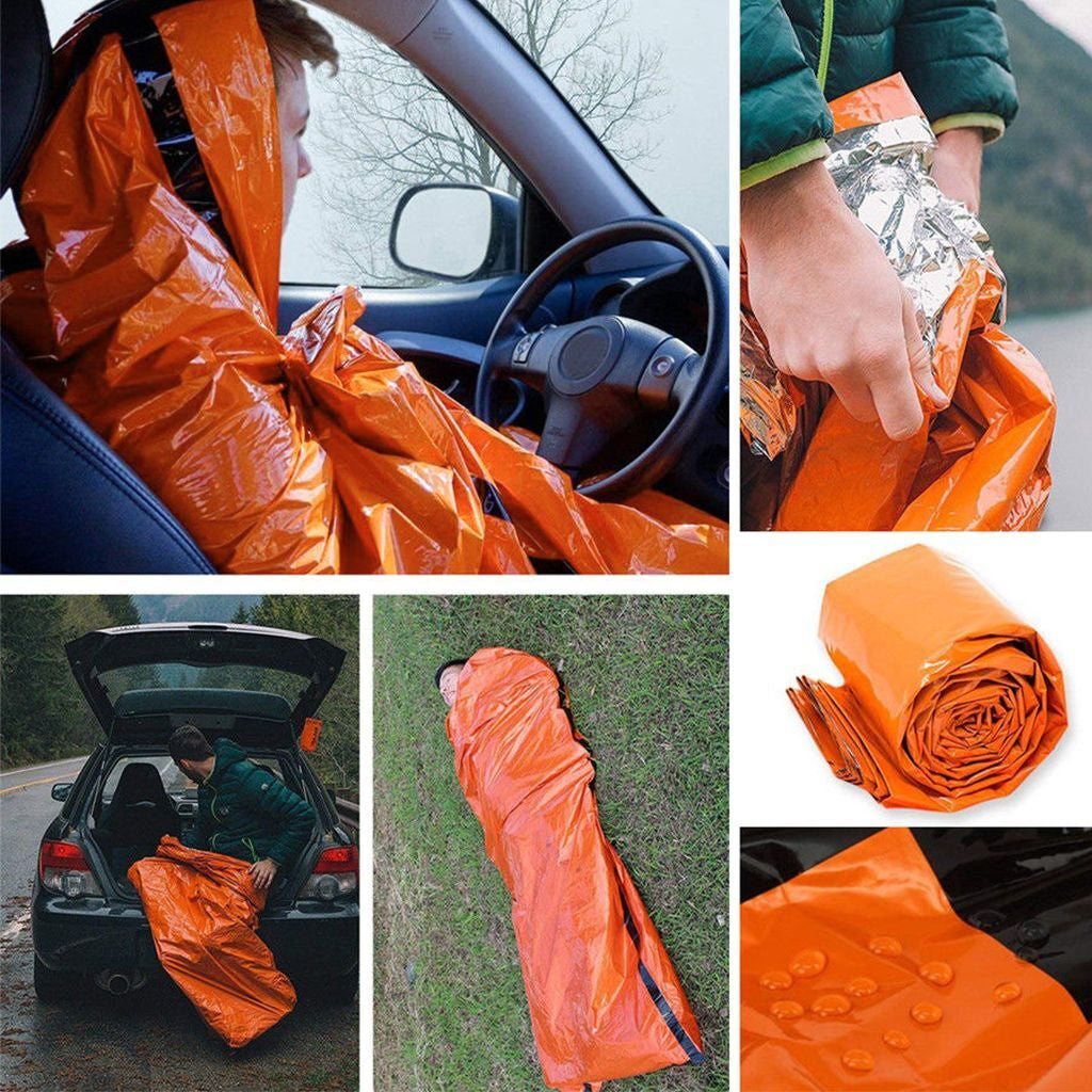 Camping Thermal Sleeping Bag Emergency Survival Hiking Blanket Gear Kit Outdoor