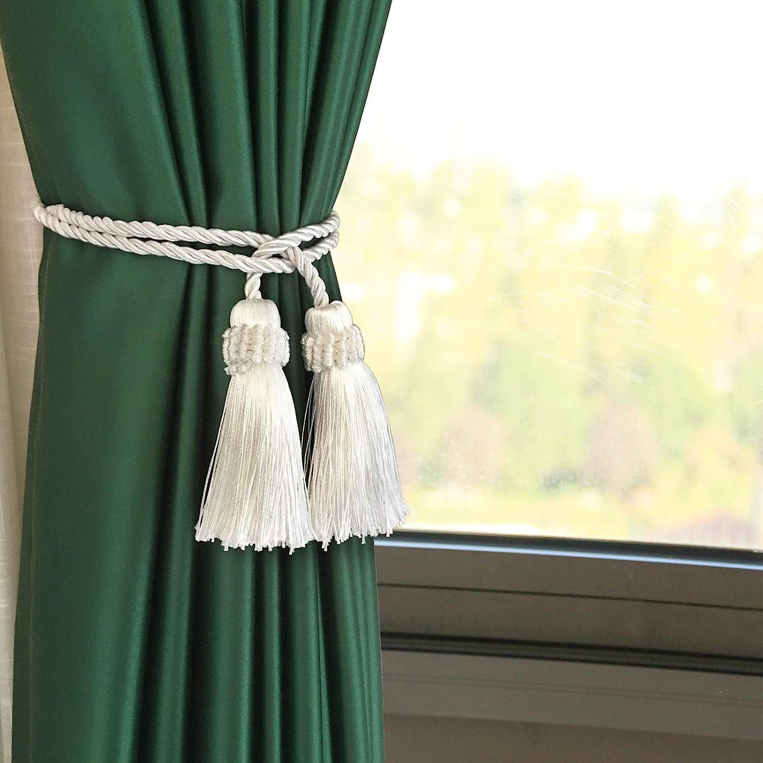 4PCS Curtain Tiebacks Handmade Decorative Curtain Holdbacks Rope with Tassel