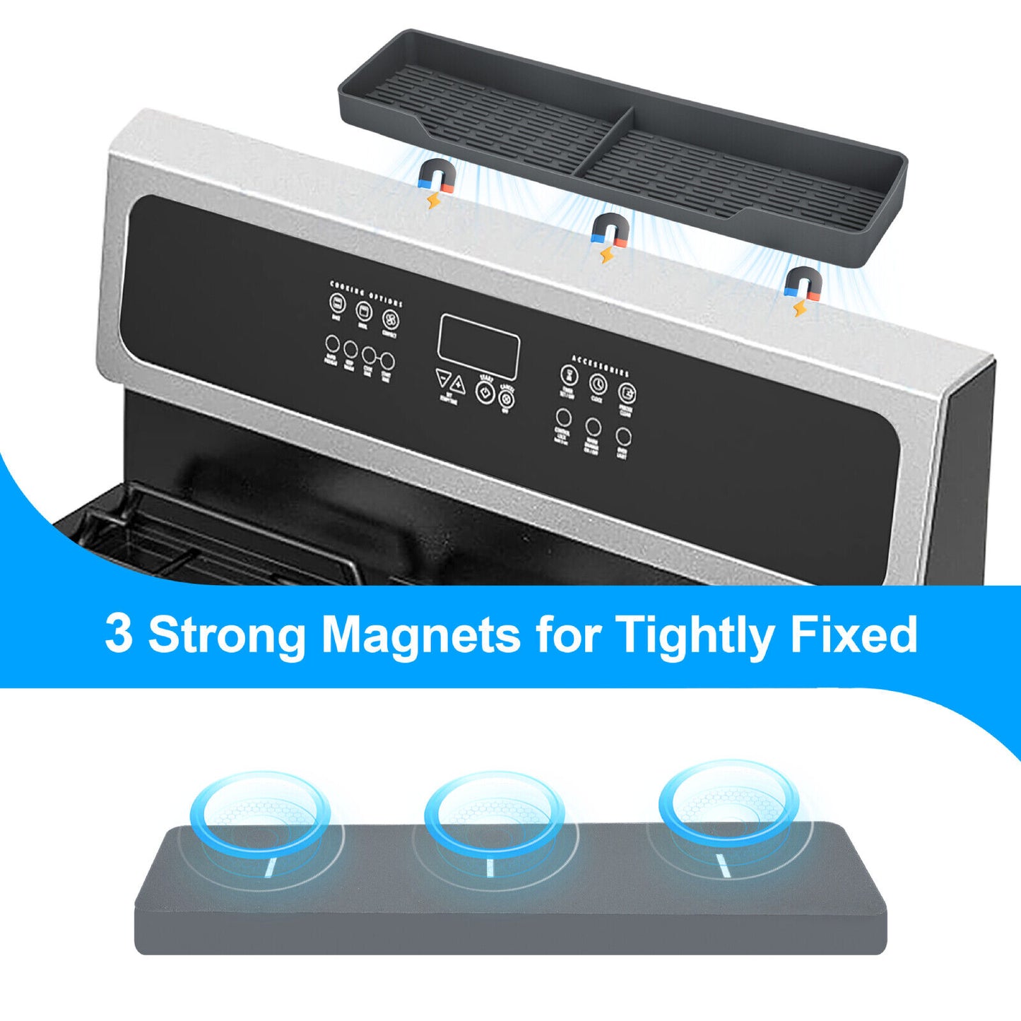 🔥 Magnetic Stove Top Shelf - Space-Saving Silicone Spice Rack, Easy to Clean, Fits Most Stoves, Non-Slip Storage Organizer for Kitchen Countertops 🔥