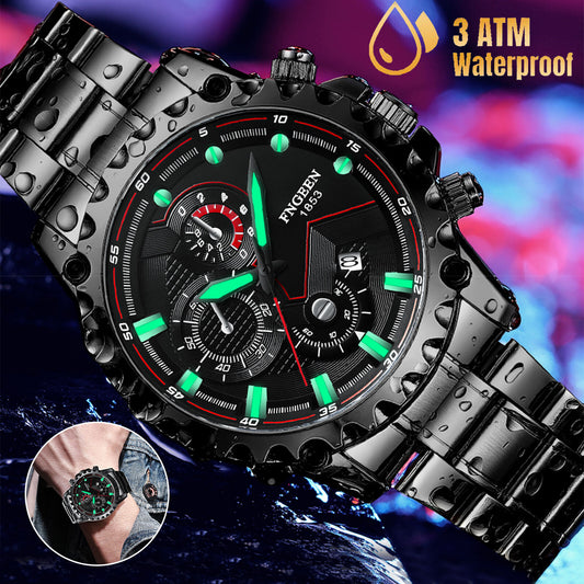 Waterproof Men'S Watch Classic Stainless Steel Quartz Luminous Luxury Wristwatch
