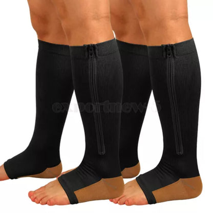 tame impala leg warmers Zipper Medical Compression Support Socks Knee High Open Toe Compression Socks Zip-Up Open Comfort Fit Womenswear Breathable