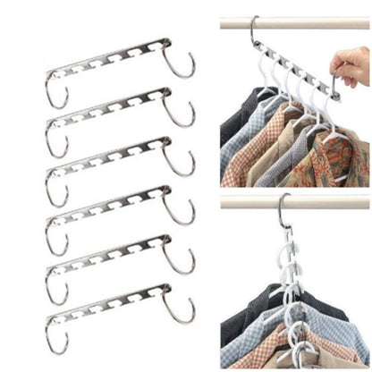 2-10X Magic Metal Wonder Hanger Closet Space Saver Organizer Rack Clothes Hooks
