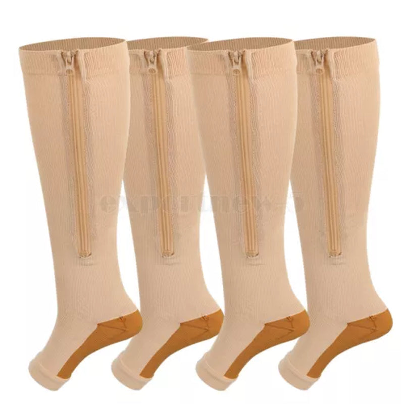 tame impala leg warmers Zipper Medical Compression Support Socks Knee High Open Toe Compression Socks Zip-Up Open Comfort Fit Womenswear Breathable