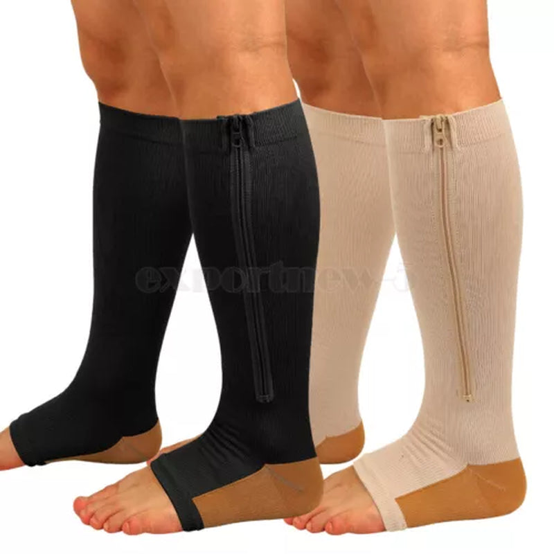 tame impala leg warmers Zipper Medical Compression Support Socks Knee High Open Toe Compression Socks Zip-Up Open Comfort Fit Womenswear Breathable