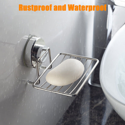 Stainless Steel Soap Dish Mounted Wall Holder Bathroom Shower Basket Storage Box