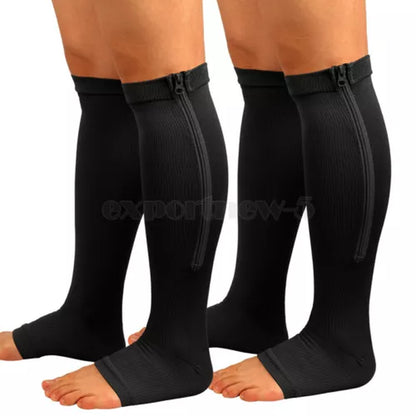 tame impala leg warmers Zipper Medical Compression Support Socks Knee High Open Toe Compression Socks Zip-Up Open Comfort Fit Womenswear Breathable