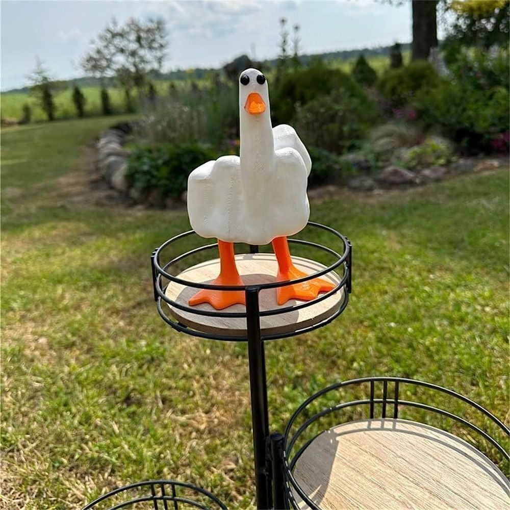 2024 ornaments, Middle Finger Duck Statue - Funny Resin Duck Figurine, Rude Home Decor, Desk Ornament, Gag Gift for Friends & Office, 17cm Tall