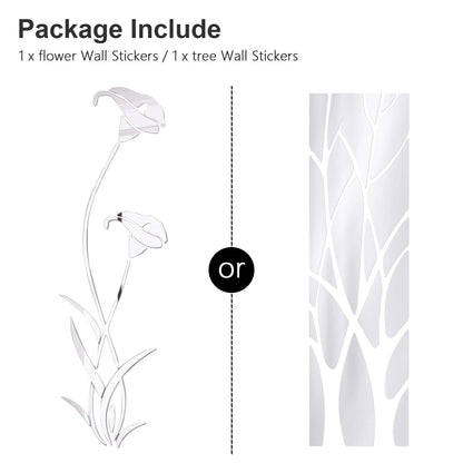 3D Mirror Tree Art Removable Wall Stickers Acrylic Mural Decal Home Room Decor