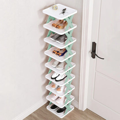 9-Tier Space-Saving Shoe Rack Organizer - Narrow Adjustable DIY Shoe Shelf for Entryway, Closet, or Bedroom, Easy Tool-Free Assembly, Modern Design