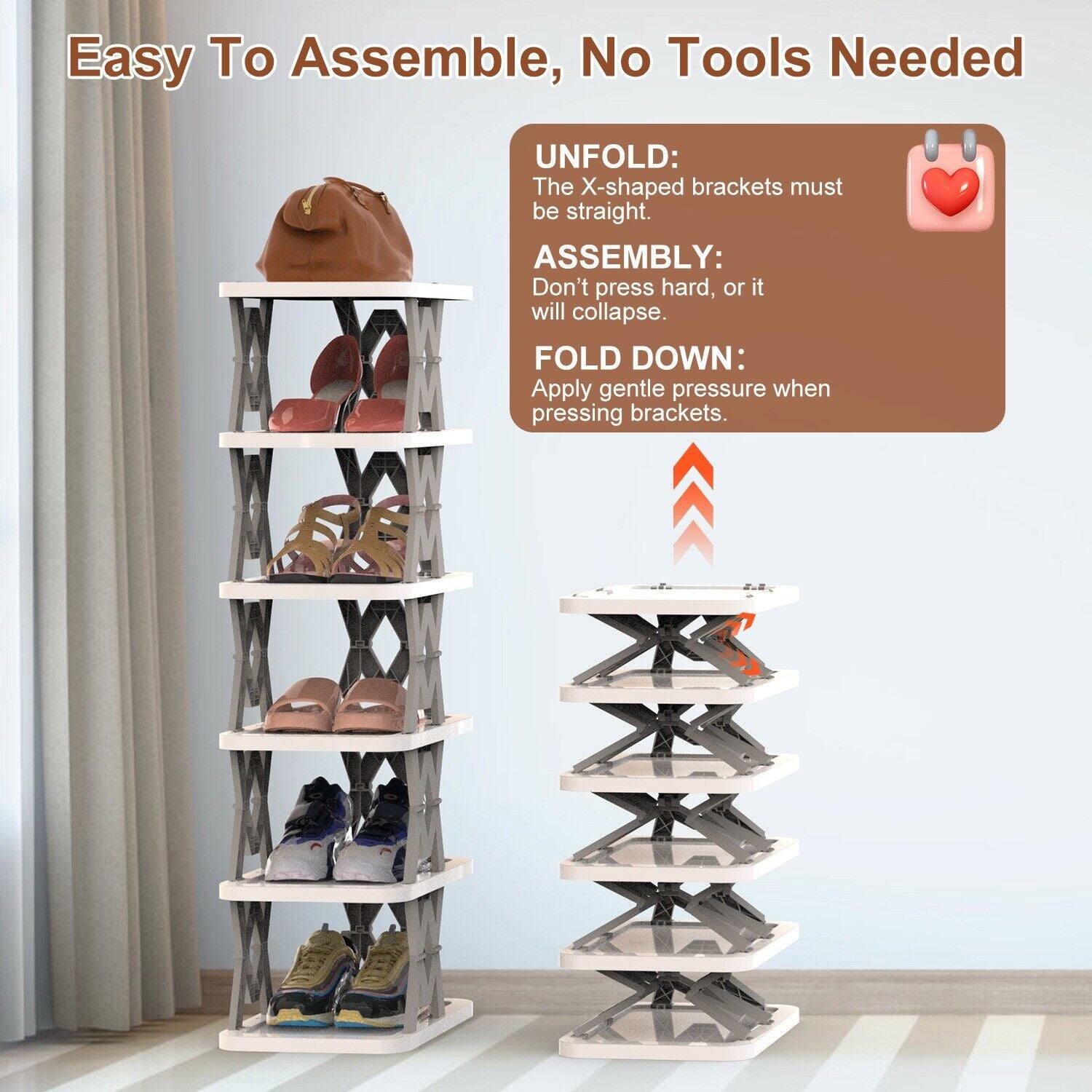 9-Tier Space-Saving Shoe Rack Organizer - Narrow Adjustable DIY Shoe Shelf for Entryway, Closet, or Bedroom, Easy Tool-Free Assembly, Modern Design