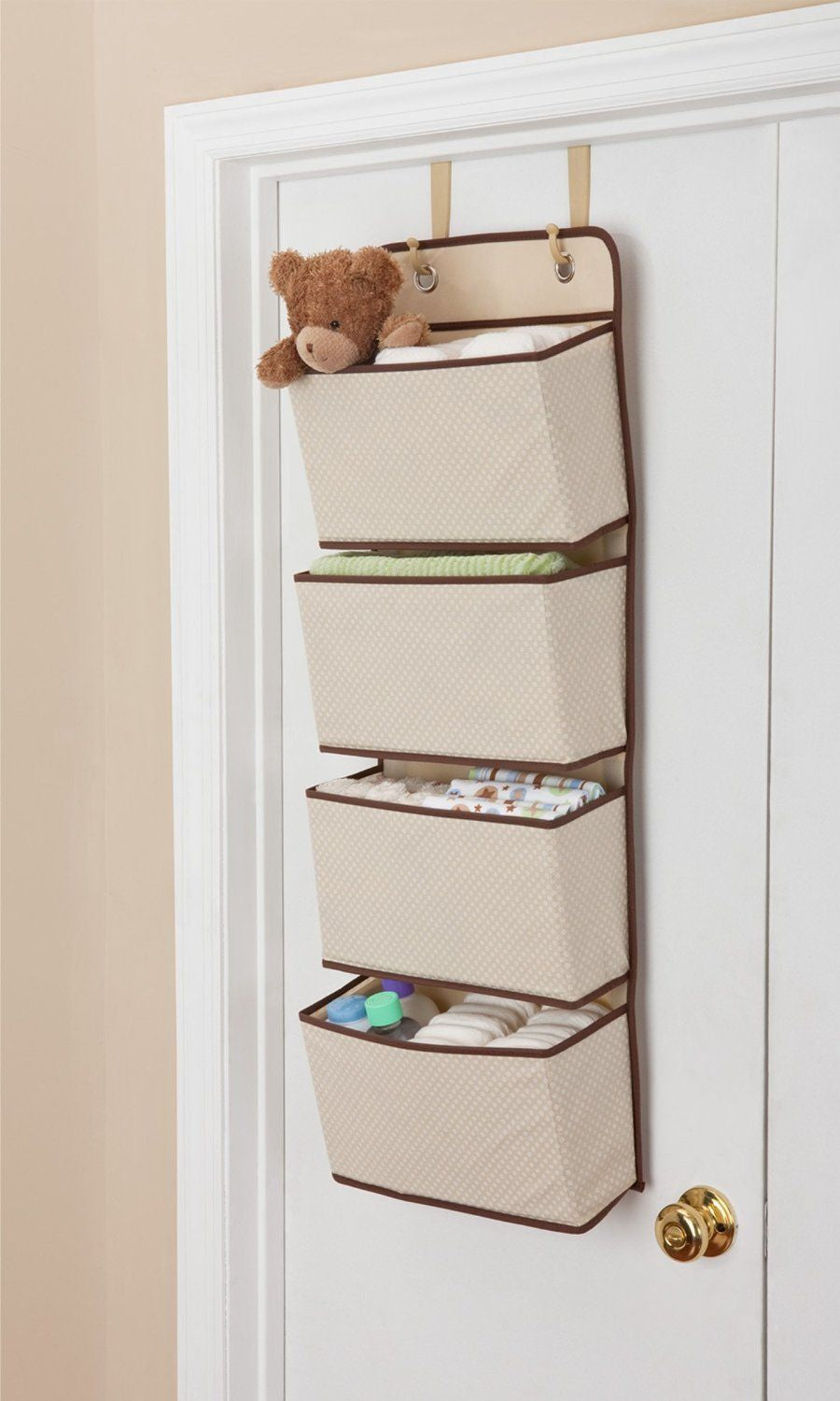 Over Door Hanging Storage Organizer - 4-Pocket Mesh Closet Shelf for Toys, Nursery, Accessories - Easy Wall & Door Mount, Space-Saving & Durable