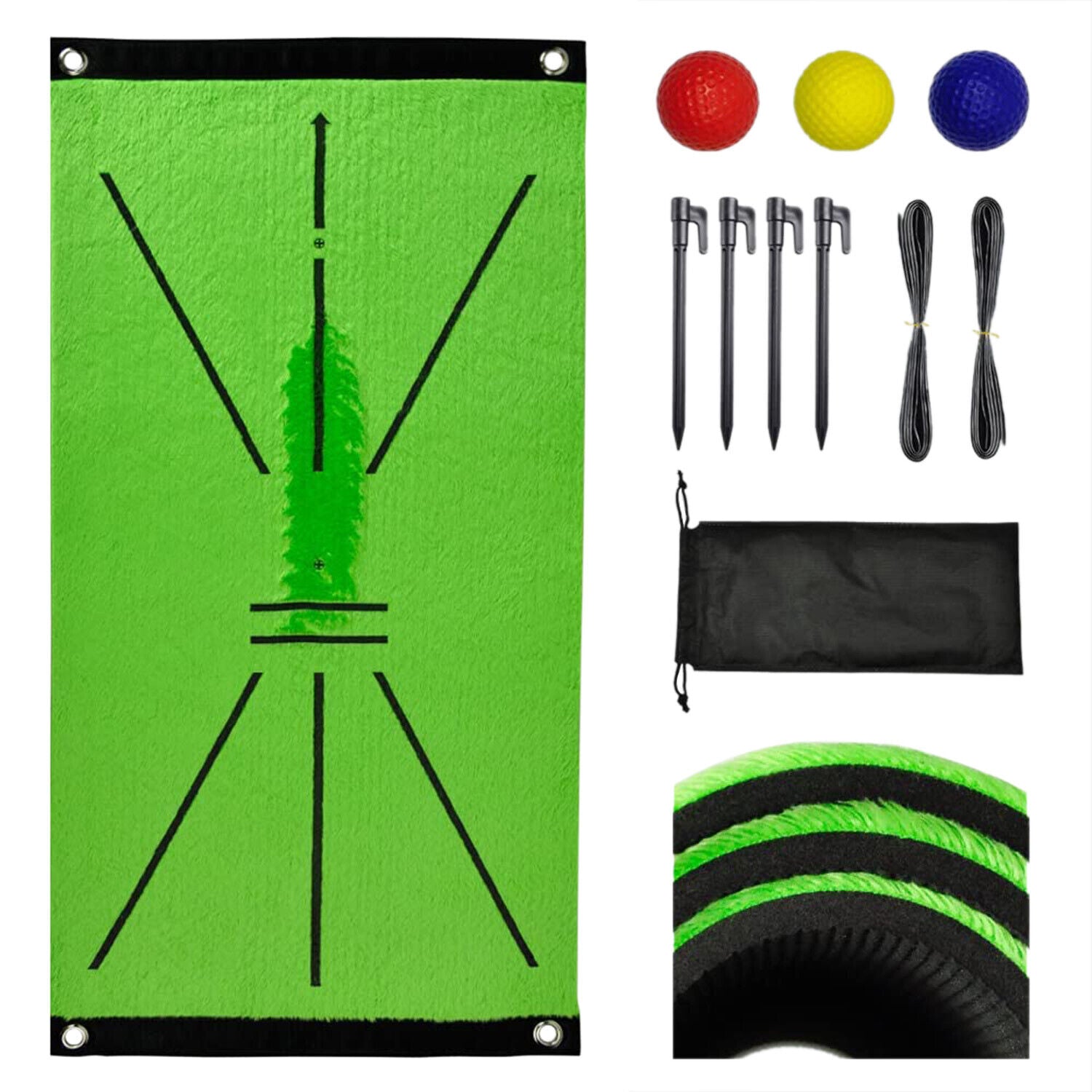 Velvet Golf Training Mat Swing Detection Practice Training Hitting Aid Game Pad
