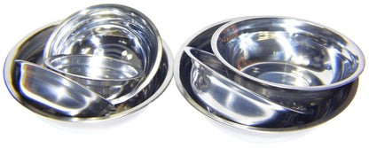 Set of 2 Dog Cat Pet Bowl Dish Metal STAINLESS STEEL Silver New XXS-XXL