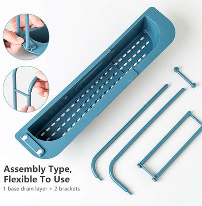 Sink Rack Telescopic Holder Expandable Storage Drain Kitchen Shelf Sponge Basket