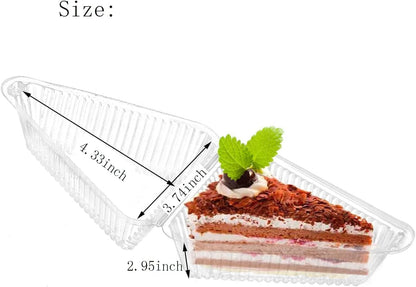 100 Pieces Cake Slice Plastic Containers with Lids 5 Inches Hinged Lid Clear
