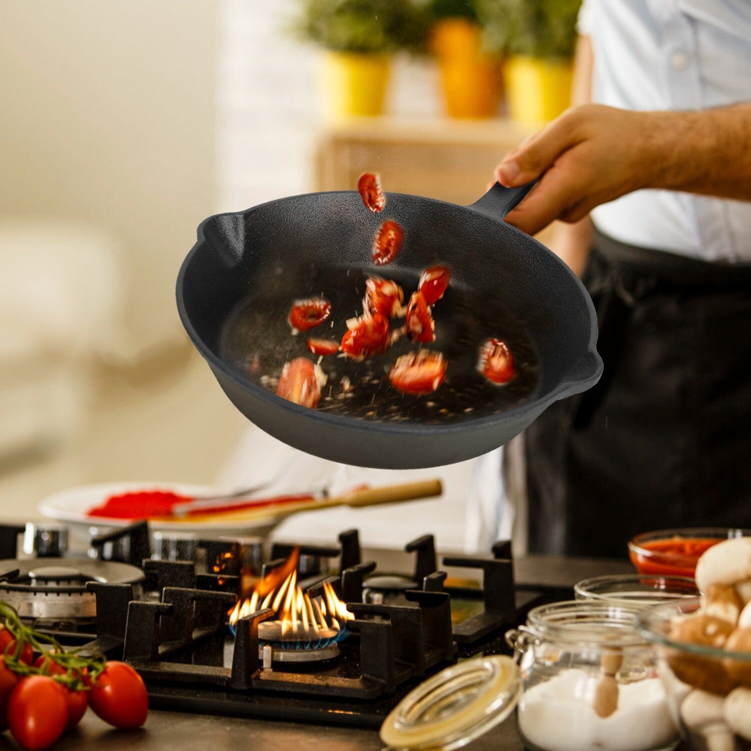 3PCS Cast Iron Skillet Set 6" 8" 10" Heavy Duty Pre-Seasoned Frying Pan Cookware