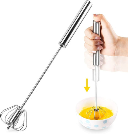 14 Inch Stainless Steel Semi-Automatic Whisk – Hand Push Egg Beater, Mixer & Blender, Cooking, Baking, Frothing, Kitchen Utensils Lightweight Portable